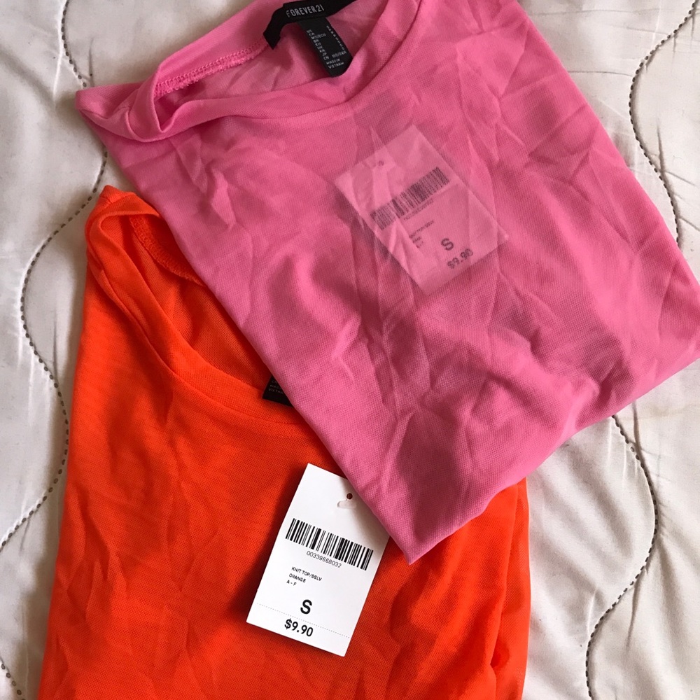 2 sheer neon tees
